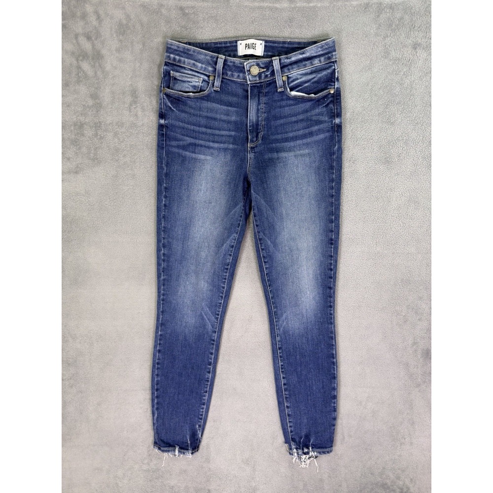 PAIGE Jeans Women 24 Dark Blue Hoxton Crop Skinny High Rise Stretch Denim
